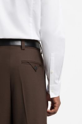 Camisa slim fit de jacquard de algod&oacute;n, Blanco