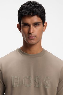 Camiseta de algod&oacute;n el&aacute;stico con logo estampado en flocado a tono, Cal