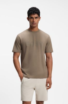 Camiseta de algod&oacute;n el&aacute;stico con logo estampado en flocado a tono, Cal