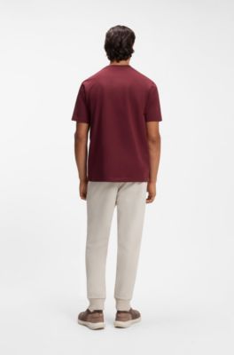 Camiseta de algod&oacute;n el&aacute;stico con logo estampado en flocado a tono, Rosa oscuro