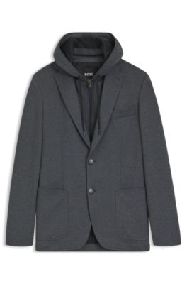 Chaqueta slim fit con sudadera con capucha interna, Gris oscuro