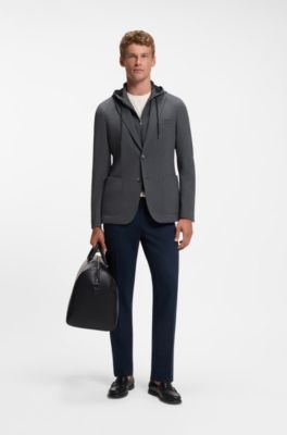 Chaqueta slim fit con sudadera con capucha interna, Gris oscuro