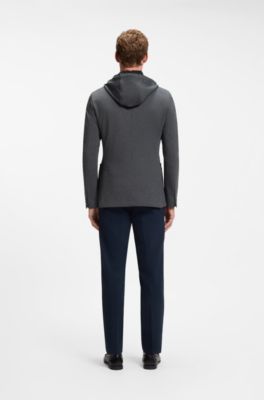Chaqueta slim fit con sudadera con capucha interna, Gris oscuro