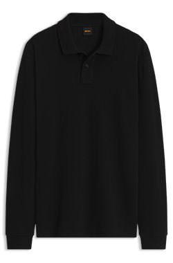 Cotton-blend polo shirt with waffle-knit texture