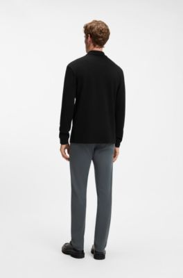 Polo de algod&oacute;n con estructura de rejilla, Negro