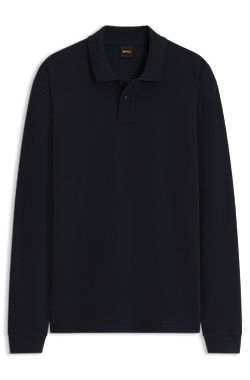 Cotton-blend polo shirt with waffle-knit texture