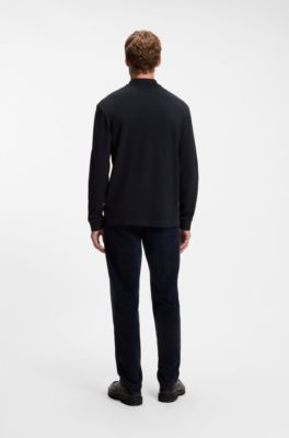 Polo de algod&oacute;n con estructura de rejilla, Azul oscuro