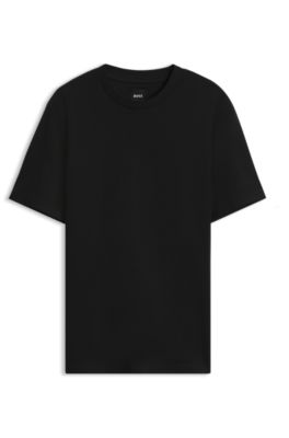 Corduroy-jacquard T-shirt in mercerized cotton, Black