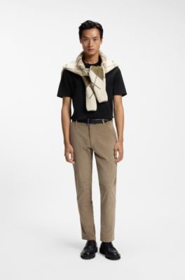 Corduroy-jacquard T-shirt in mercerized cotton, Black