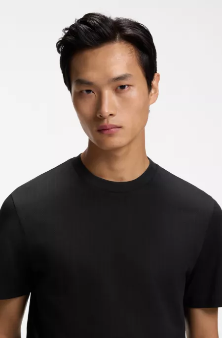 Corduroy-jacquard T-shirt in mercerized cotton