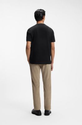 Corduroy-jacquard T-shirt in mercerized cotton, Black