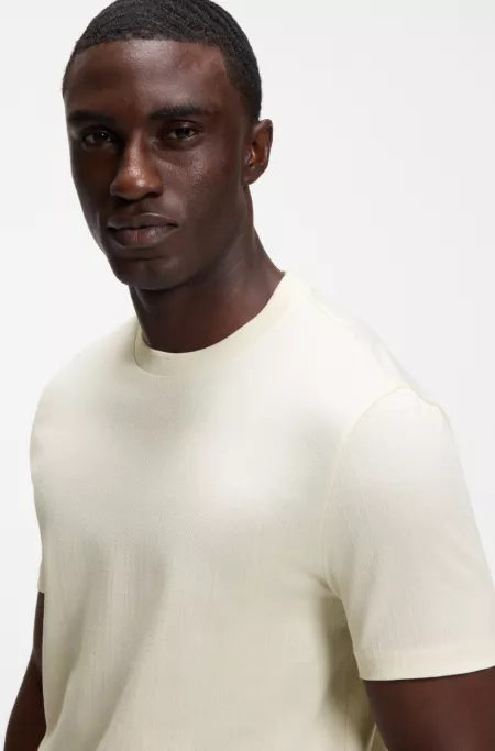 Corduroy-jacquard T-shirt in mercerized cotton