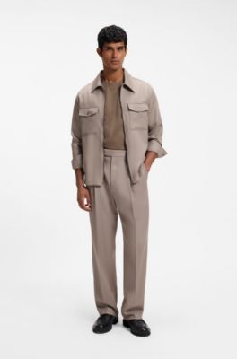 Corduroy-jacquard T-shirt in mercerized cotton, Light Brown
