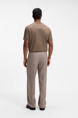 Corduroy-jacquard T-shirt in mercerized cotton, Light Brown