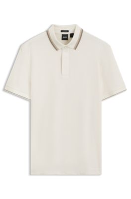 Polo Regular en piqu&eacute; de coton structur&eacute;, Blanc