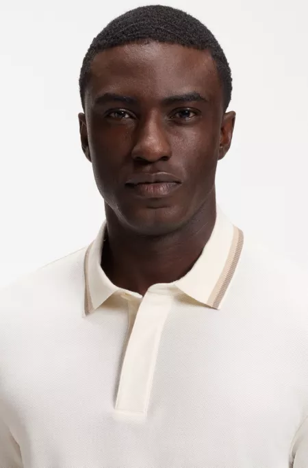 Regular-fit polo shirt in structured cotton piqué