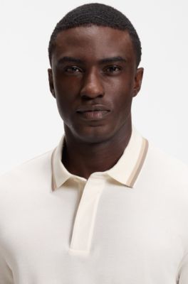 Polo Regular en piqu&eacute; de coton structur&eacute;, Blanc