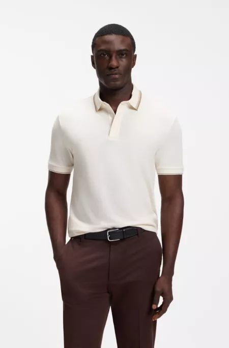 Regular-fit polo shirt in structured cotton piqué