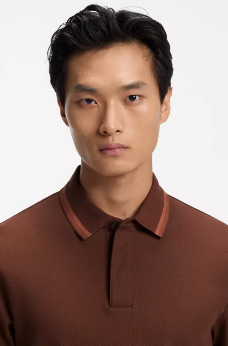 Regular-fit polo shirt in structured cotton piqué