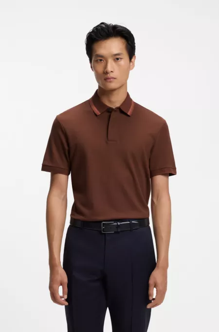 Regular-fit polo shirt in structured cotton piqué