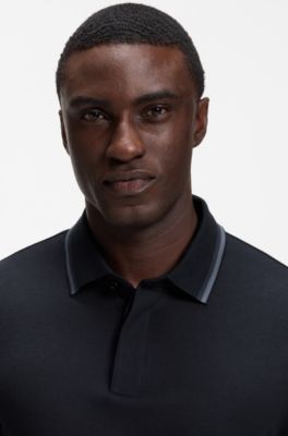 Regular-fit polo shirt in structured cotton piqu&eacute;, Dark Blue
