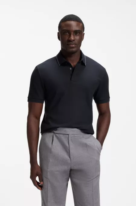 Regular-fit polo shirt in structured cotton piqué
