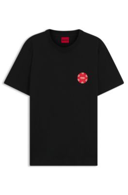 Cotton-jersey T-shirt with poker-chip print, Black