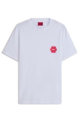 Cotton-jersey T-shirt with poker-chip print, White