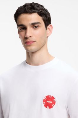 Cotton-jersey T-shirt with poker-chip print, White