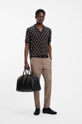 Chemise Relaxed imprim&eacute;e &agrave; losanges, Noir