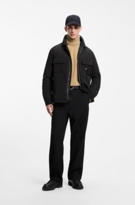 Oversized-fit overshirt in water-repellent canvas, Black
