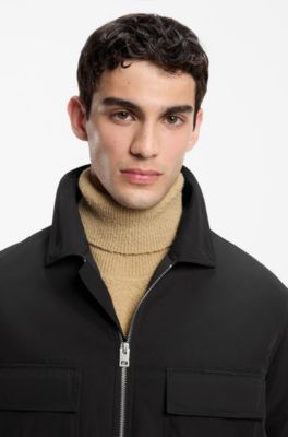 Oversized-fit overshirt in water-repellent canvas, Black