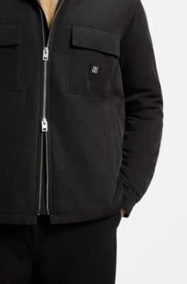 Oversized-fit overshirt in water-repellent canvas, Black