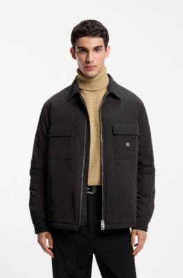 Oversized-fit overshirt in water-repellent canvas, Black