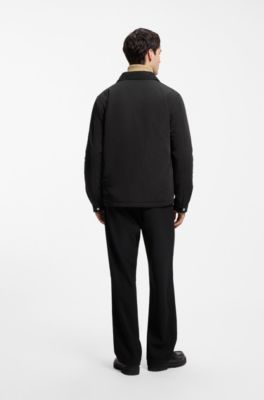 Oversized-fit overshirt in water-repellent canvas, Black