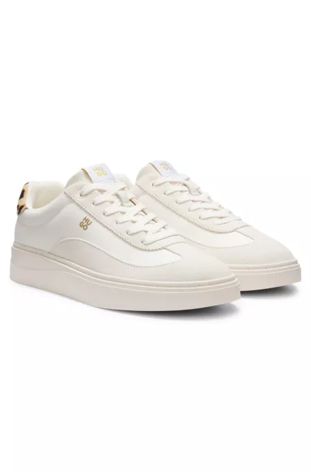 Canvas sneakers with pony-leopard backtab