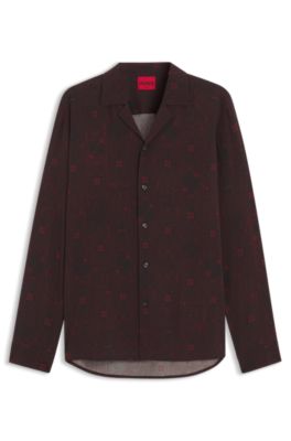 Relaxed-fit shirt with playing-card print, Dark pink