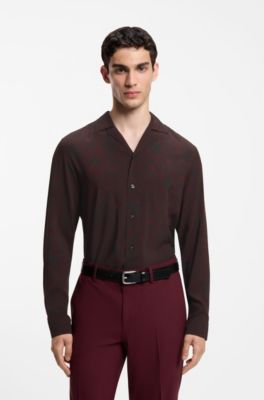Relaxed-fit shirt with playing-card print, Dark pink