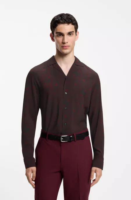 Relaxed-fit shirt with playing-card print