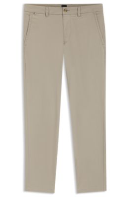 Slim-fit pants in stretch-cotton dobby, Light Beige