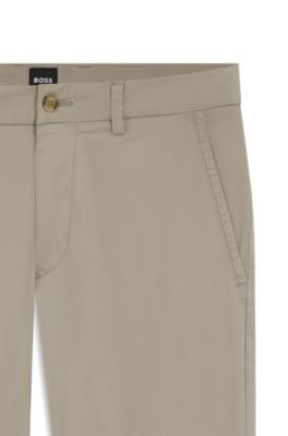 Slim-fit pants in stretch-cotton dobby, Light Beige