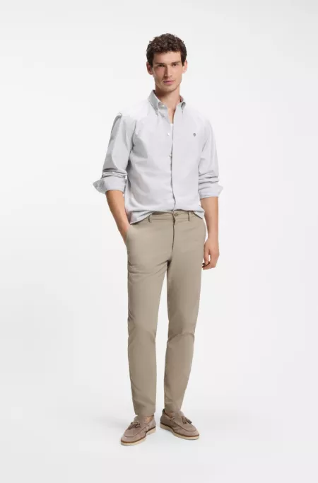 Slim-fit pants in stretch-cotton dobby