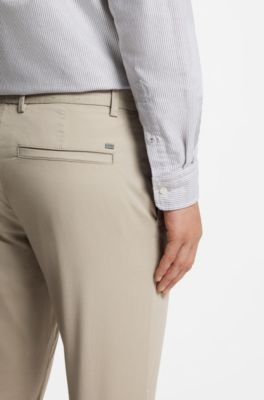 Pantalones slim fit en dobby de algod&oacute;n el&aacute;stico, Beige claro