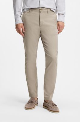 Pantalones slim fit en dobby de algod&oacute;n el&aacute;stico, Beige claro