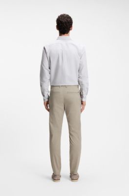 Pantalones slim fit en dobby de algod&oacute;n el&aacute;stico, Beige claro