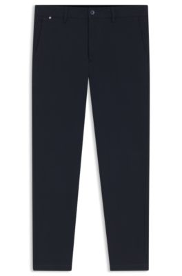 Slim-fit pants in stretch-cotton dobby, Dark Blue