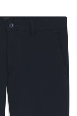 Slim-fit pants in stretch-cotton dobby, Dark Blue