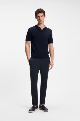 Pantalones slim fit en dobby de algod&oacute;n el&aacute;stico, Azul oscuro