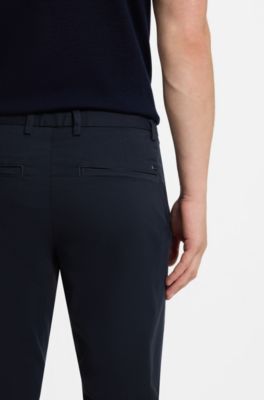 Pantalones slim fit en dobby de algod&oacute;n el&aacute;stico, Azul oscuro
