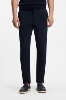 Pantalones slim fit en dobby de algod&oacute;n el&aacute;stico, Azul oscuro